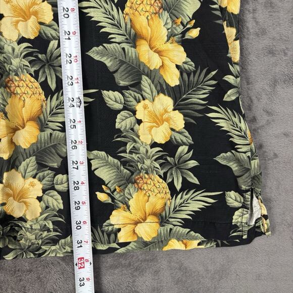 Tommy Bahama Mens XXL Floral 100% Silk Short Sleeve Hawaiian Shirt Black Yellow - Picture 7 of 7